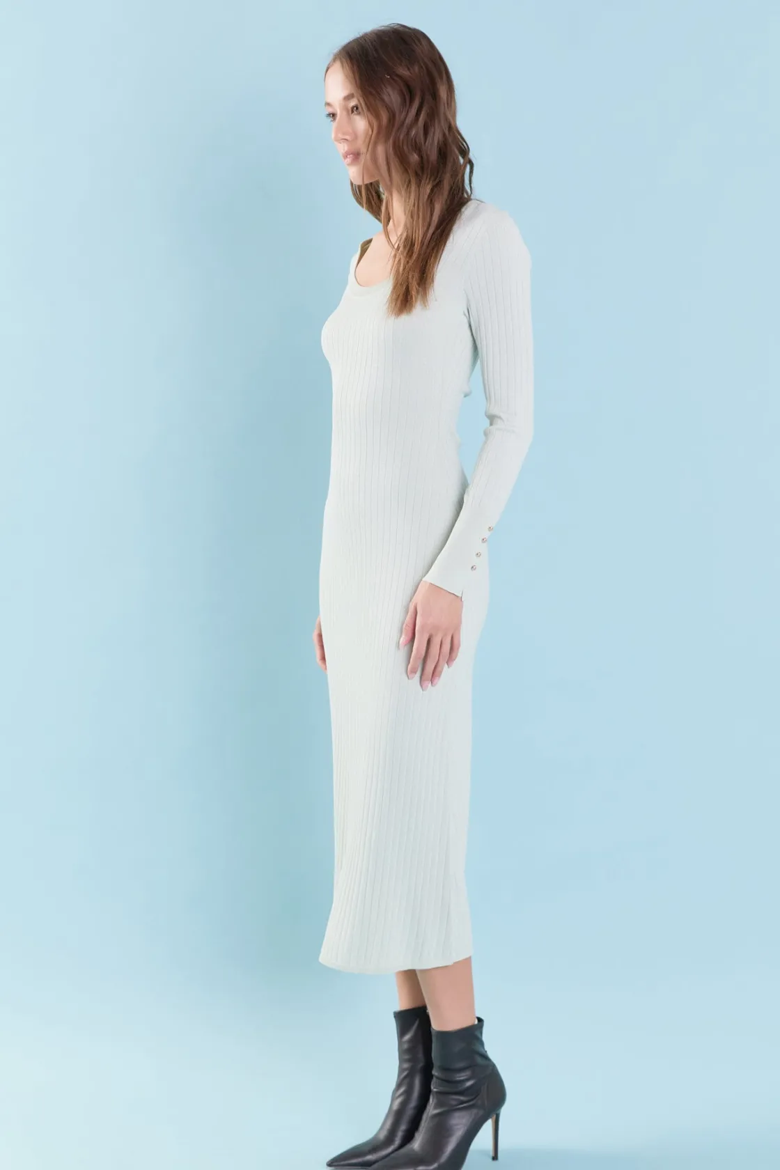endless_rose__lurex_sweat_1.webp ENDLESS ROSE Tops*- Lurex Sweater Midi Dress SAGE
