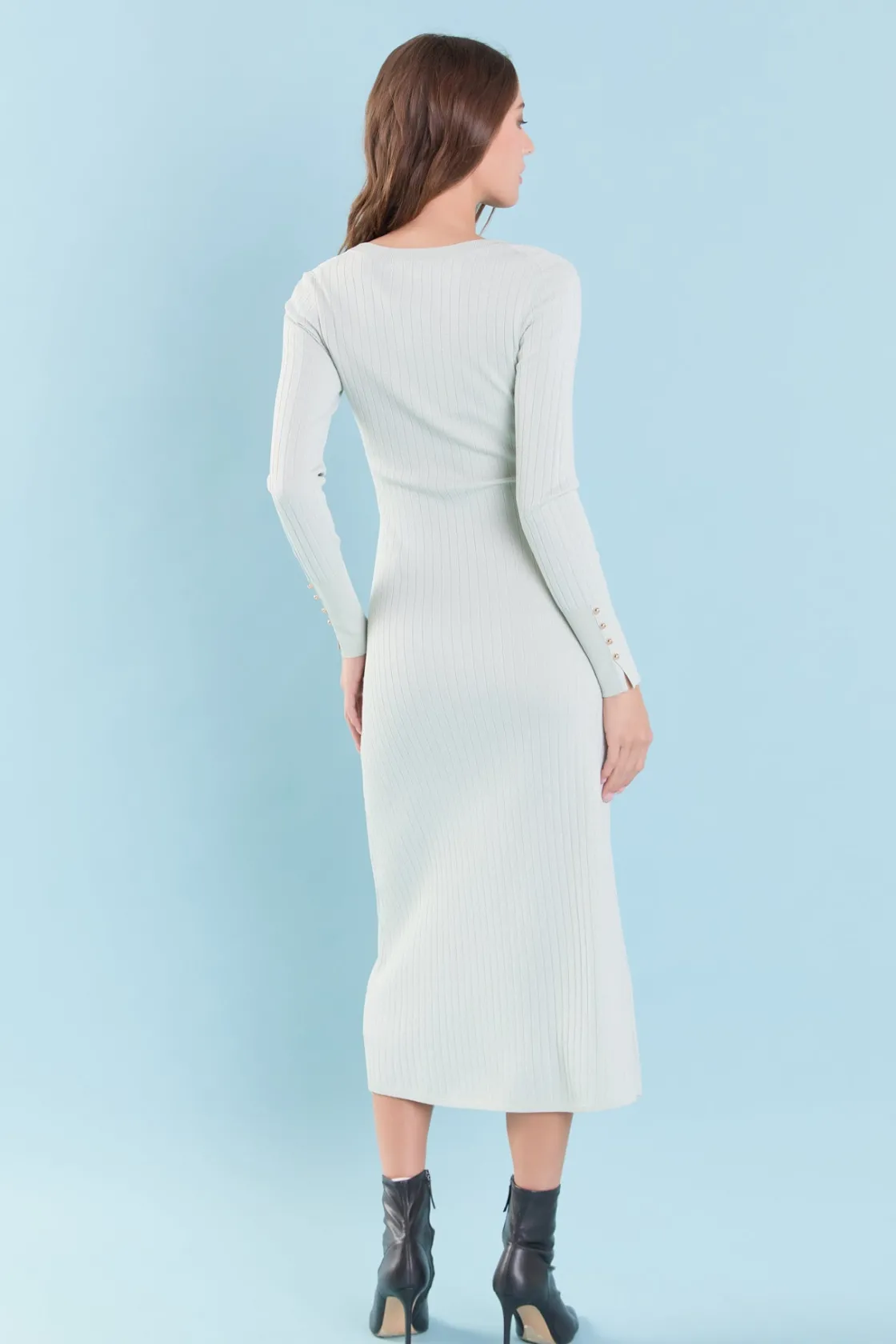 endless_rose__lurex_sweat_2.webp ENDLESS ROSE Tops*- Lurex Sweater Midi Dress SAGE