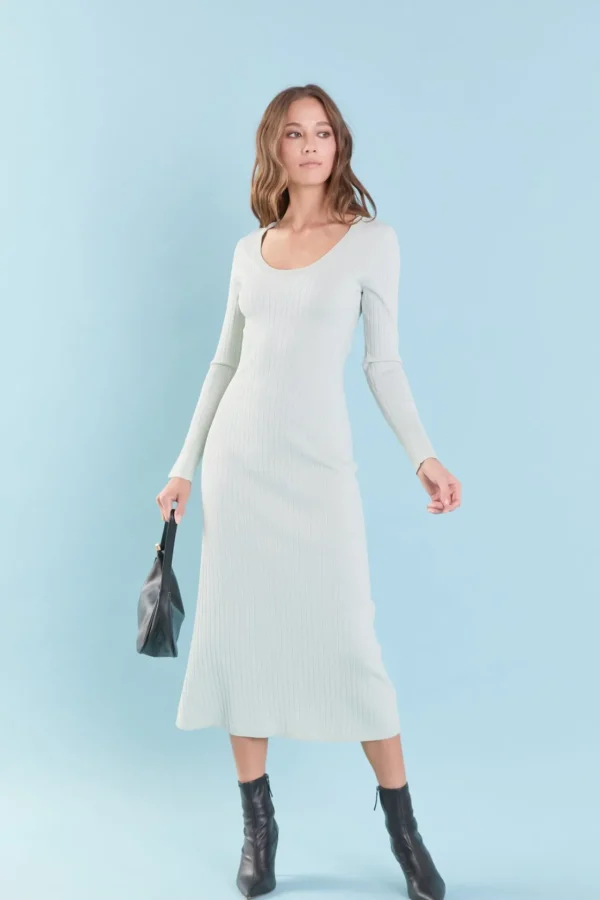 ENDLESS ROSE Tops*- Lurex Sweater Midi Dress SAGE