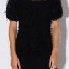 ENDLESS ROSE Tops*- Mesh Trimmed Fitted Mini Dress BLACK