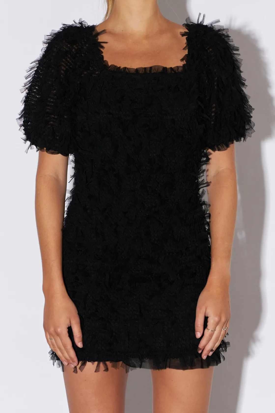 endless_rose__mesh_trimme_0.webp ENDLESS ROSE Tops*- Mesh Trimmed Fitted Mini Dress BLACK
