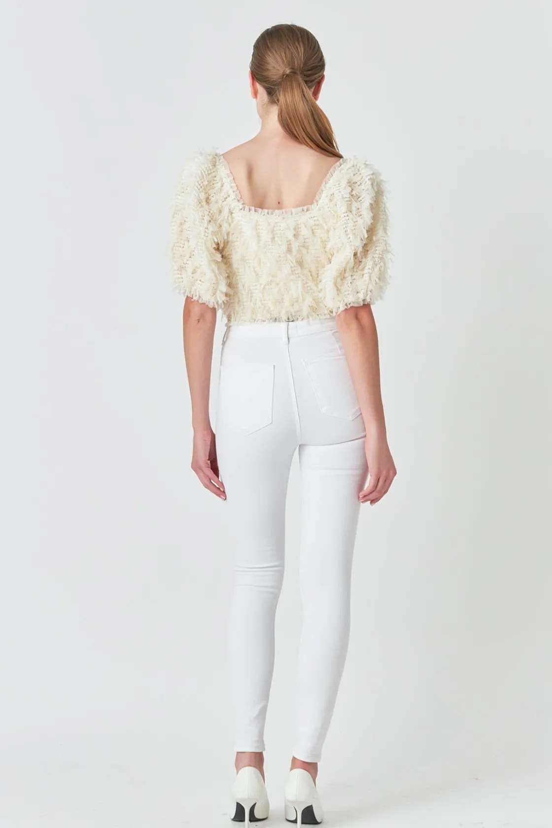 endless_rose__mesh_trimme_2-1.webp ENDLESS ROSE Tops*- Mesh Trimmed Puff Sleeve Top CREAM