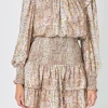 ENDLESS ROSE Tops*- Metallic Animal Print Mini Dress GOLD