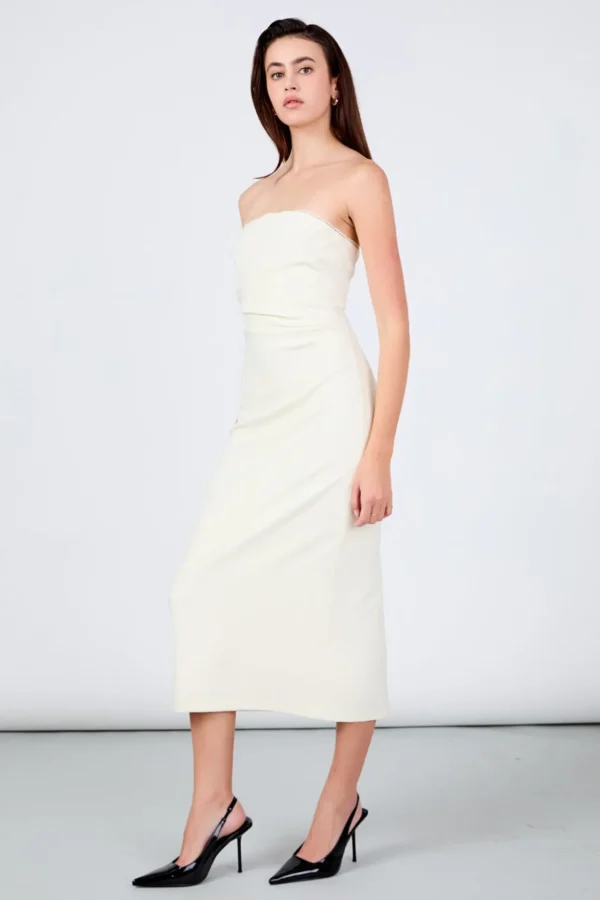 ENDLESS ROSE Tops*- Mina Strapless Midi Dress CREAM