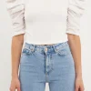 ENDLESS ROSE Tops*- Mixed Media Puff Sleeve Top