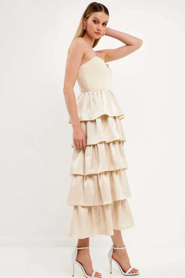 ENDLESS ROSE Tops*- Mixed Media Maxi Dress