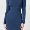 ENDLESS ROSE Tops*- Mock Neck Long Sleeve Mini Dress NAVY