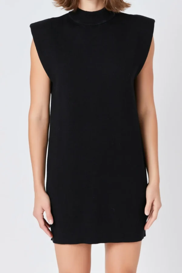ENDLESS ROSE Tops*- Mock Neck Sleeveless Knit Mini Dress
