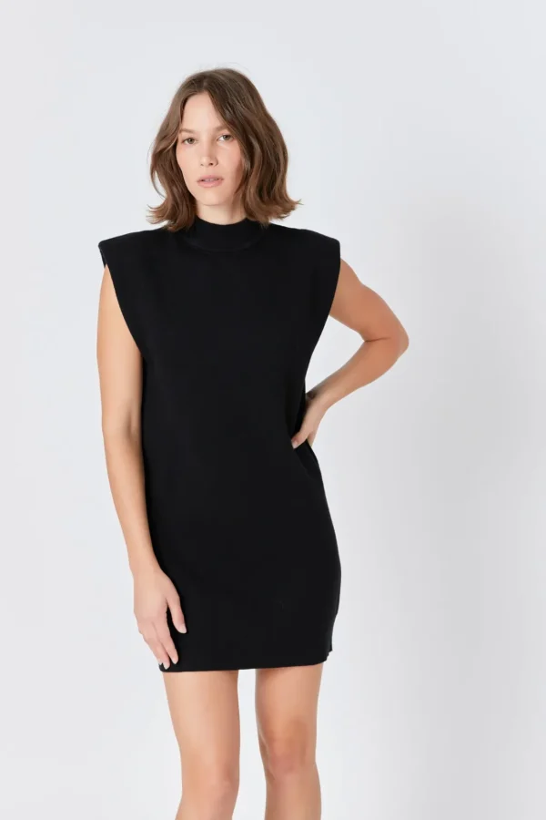 ENDLESS ROSE Tops*- Mock Neck Sleeveless Knit Mini Dress