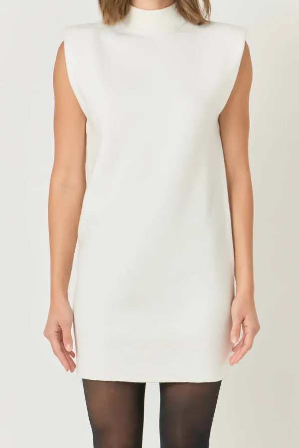 ENDLESS ROSE Tops*- Mock Neck Sleeveless Knit Mini Dress