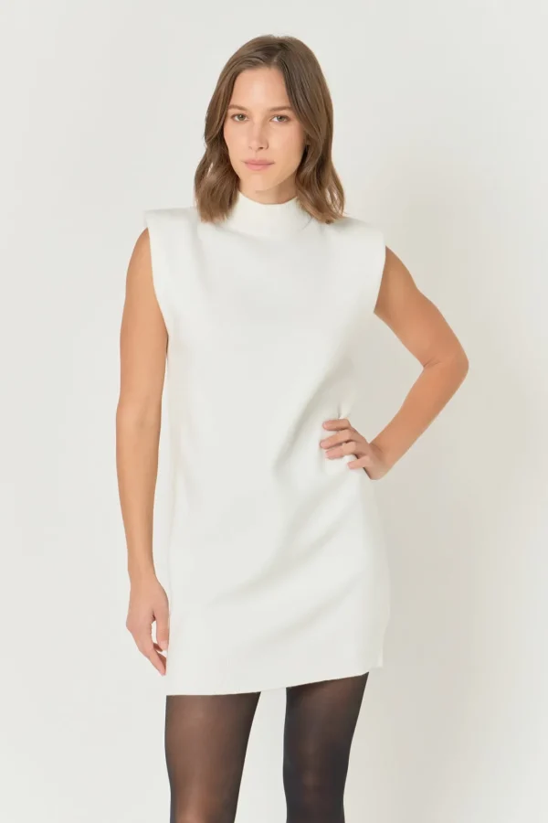 ENDLESS ROSE Tops*- Mock Neck Sleeveless Knit Mini Dress
