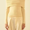 ENDLESS ROSE Tops*- Off Shoulder Long Sleeve Knit Top BEIGE