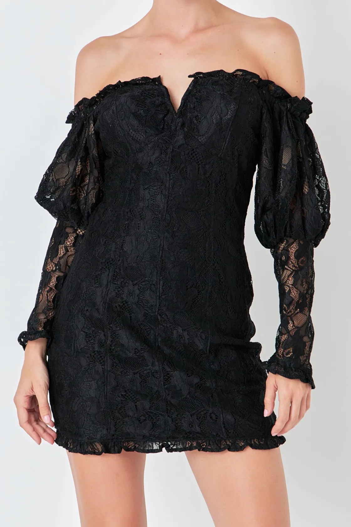 endless_rose__off_the_sho_0-2.webp ENDLESS ROSE Tops*- Off the Shoulder Fitted Mini Dress BLACK