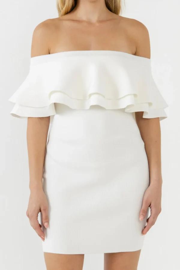 ENDLESS ROSE Tops*- Off The Shoulder Mini Dress
