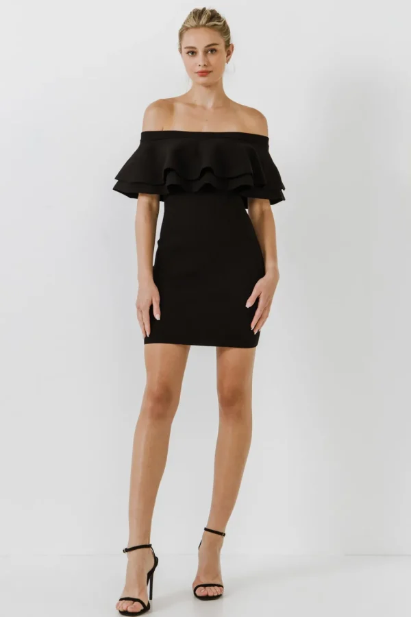 ENDLESS ROSE Tops*- Off The Shoulder Mini Dress