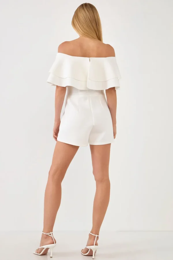 ENDLESS ROSE Tops*- Off the Shoulder Ruffled Romper
