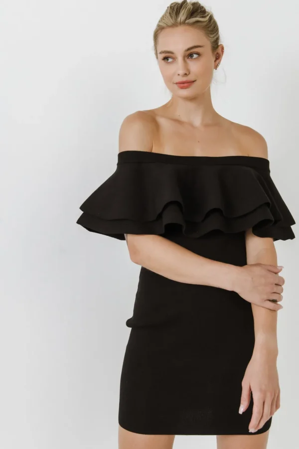ENDLESS ROSE Tops*- Off The Shoulder Mini Dress