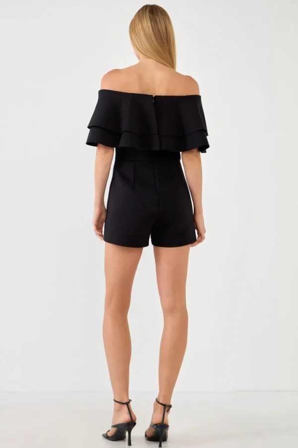 ENDLESS ROSE Tops*- Off the Shoulder Ruffled Romper