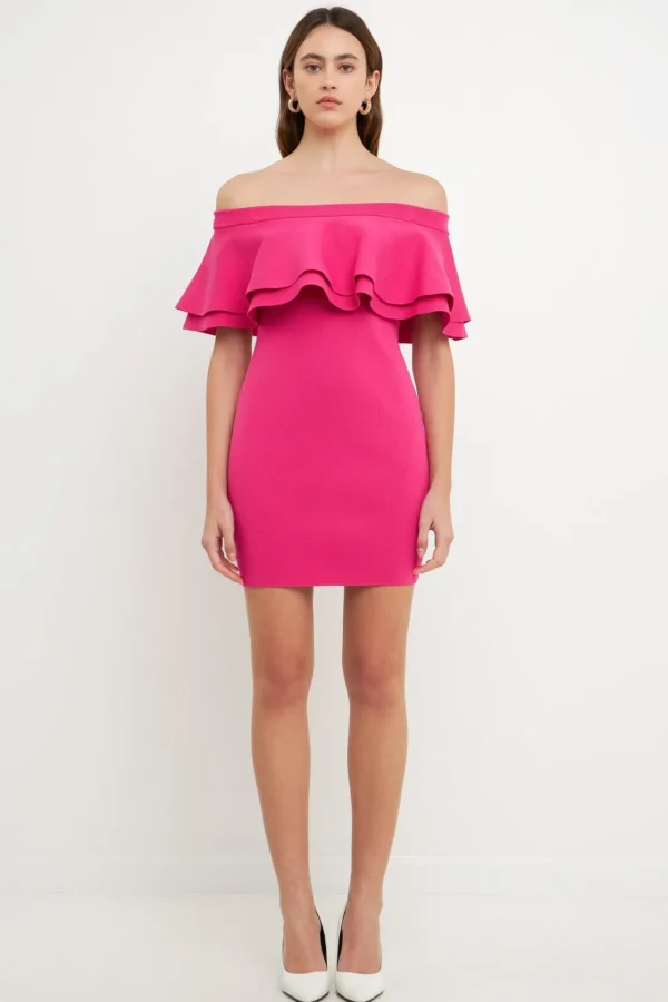 ENDLESS ROSE Tops*- Off The Shoulder Mini Dress