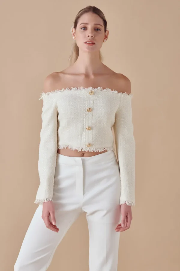 ENDLESS ROSE Tops*- Off-The-Shoulder Long Sleeve Top