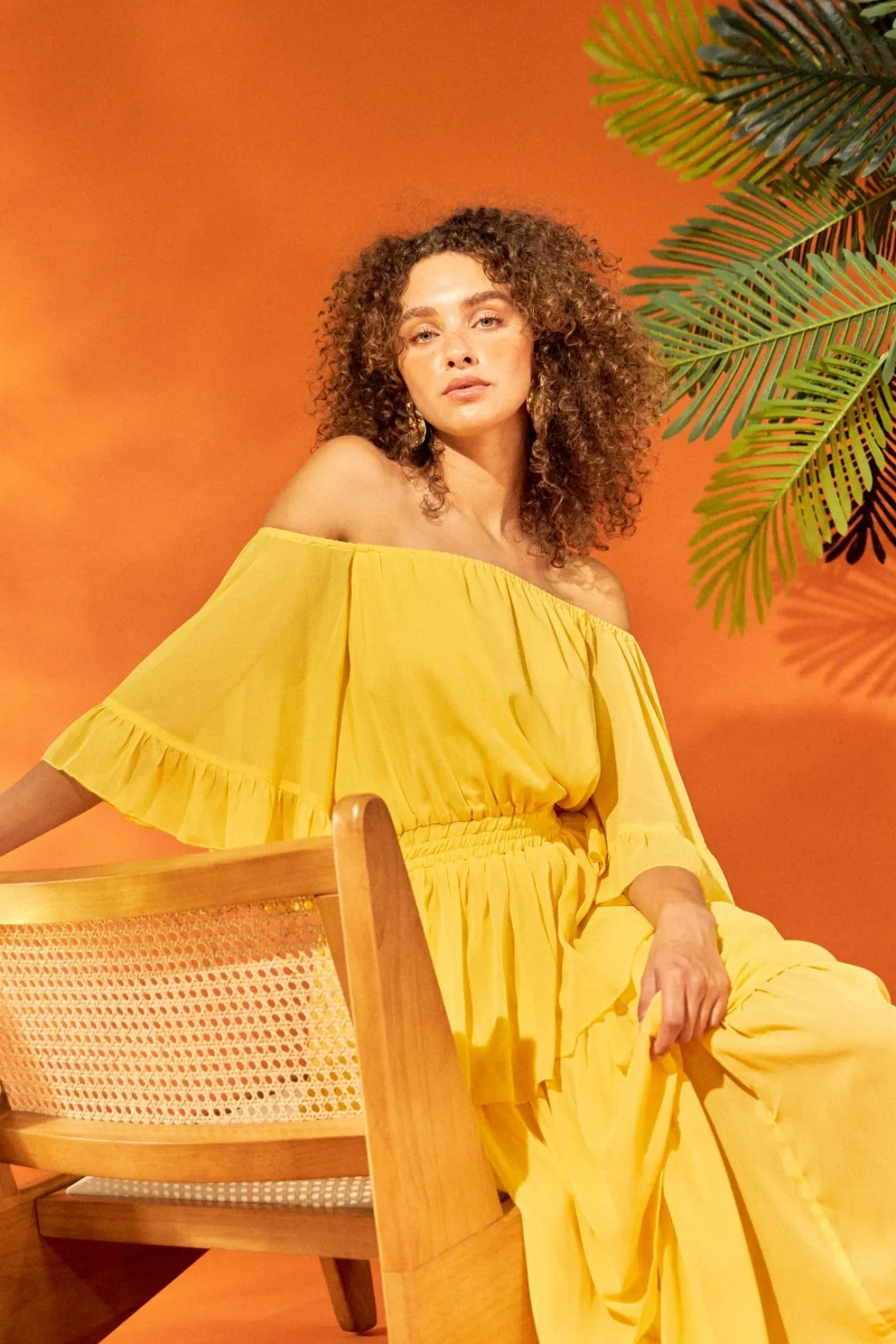 endless_rose__offtheshoul_3.webp ENDLESS ROSE Tops*- Off-The-Shoulder Tiered Maxi Dress YELLOW