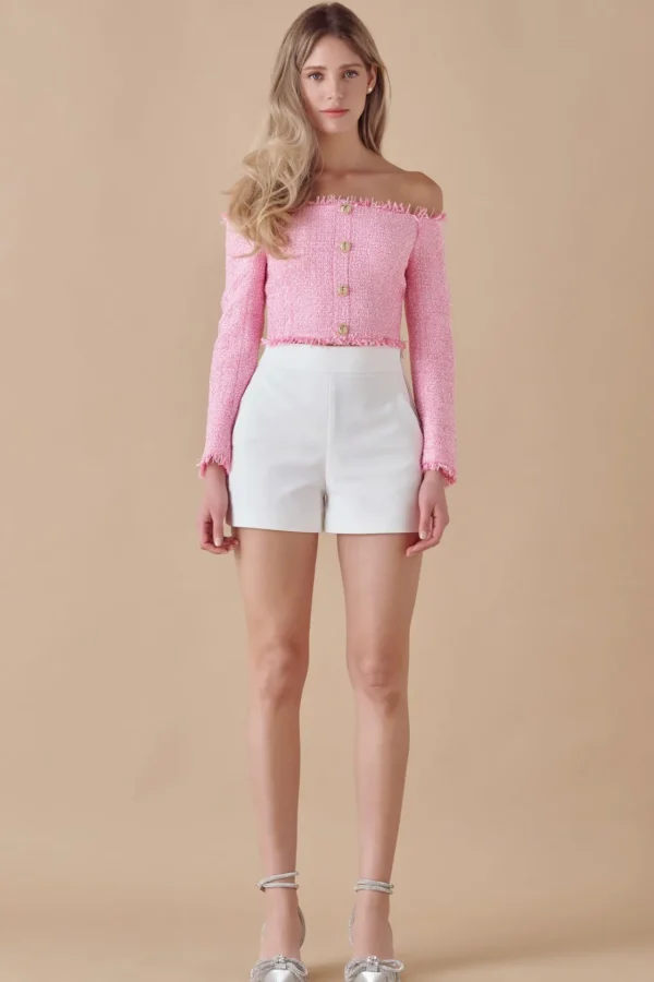 ENDLESS ROSE Tops*- Off-The-Shoulder Long Sleeve Top