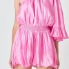 ENDLESS ROSE Tops*- One Shoulder Shiny Romper PINK