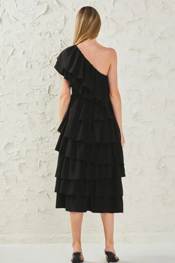 ENDLESS ROSE Tops*- One Shoulder Tiered Maxi Dress