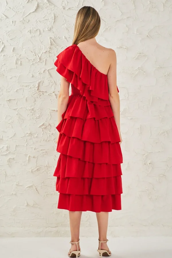 ENDLESS ROSE Tops*- One Shoulder Tiered Maxi Dress