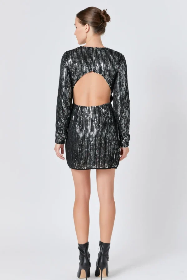ENDLESS ROSE Tops*- Open Back Sequin Dress SILVER
