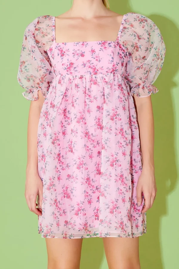 ENDLESS ROSE Tops*- Organza Baby Doll Dress PINKMULTI
