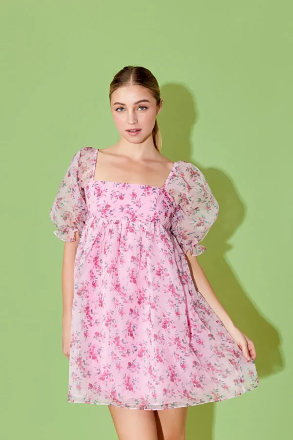 ENDLESS ROSE Tops*- Organza Baby Doll Dress PINKMULTI