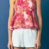 ENDLESS ROSE Tops*- Organza Floral Top PINK