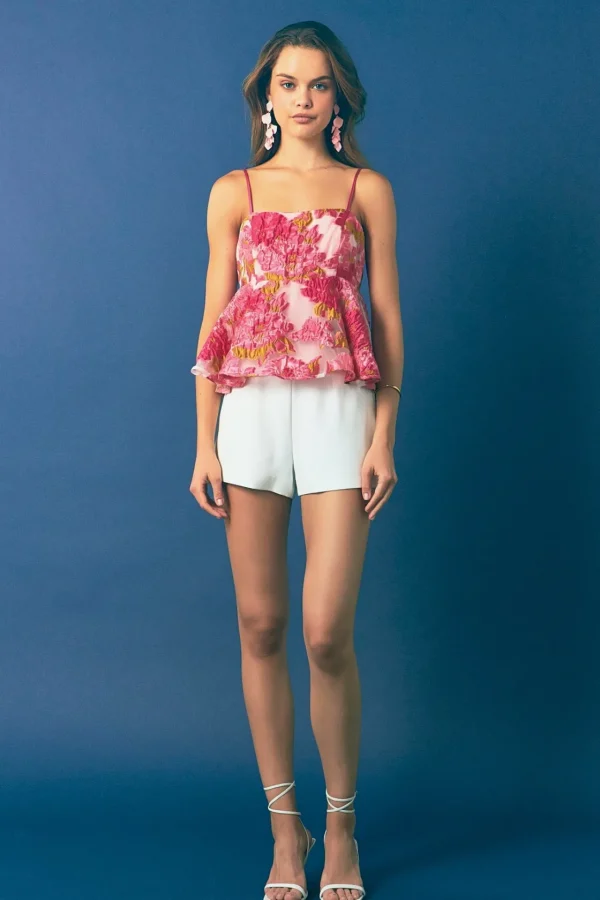 ENDLESS ROSE Tops*- Organza Floral Top PINK