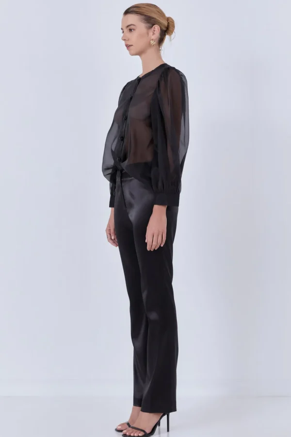 ENDLESS ROSE Tops*- Organza Jewel Top BLACK