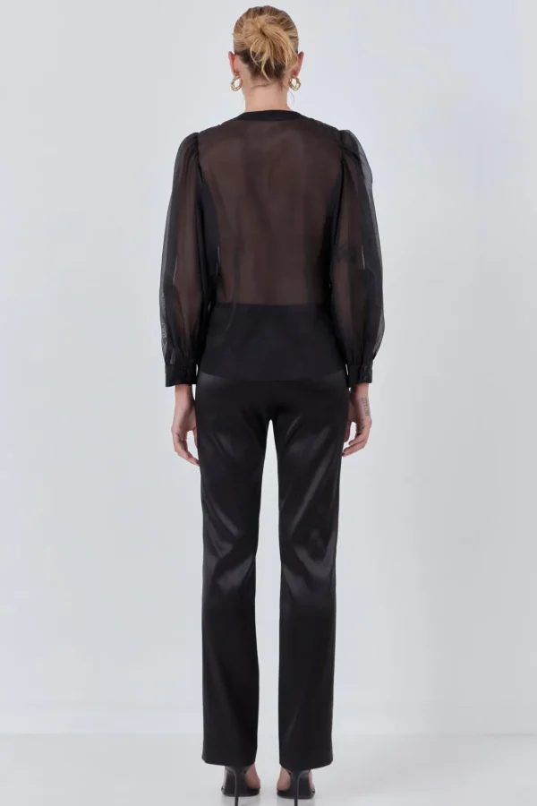 ENDLESS ROSE Tops*- Organza Jewel Top BLACK