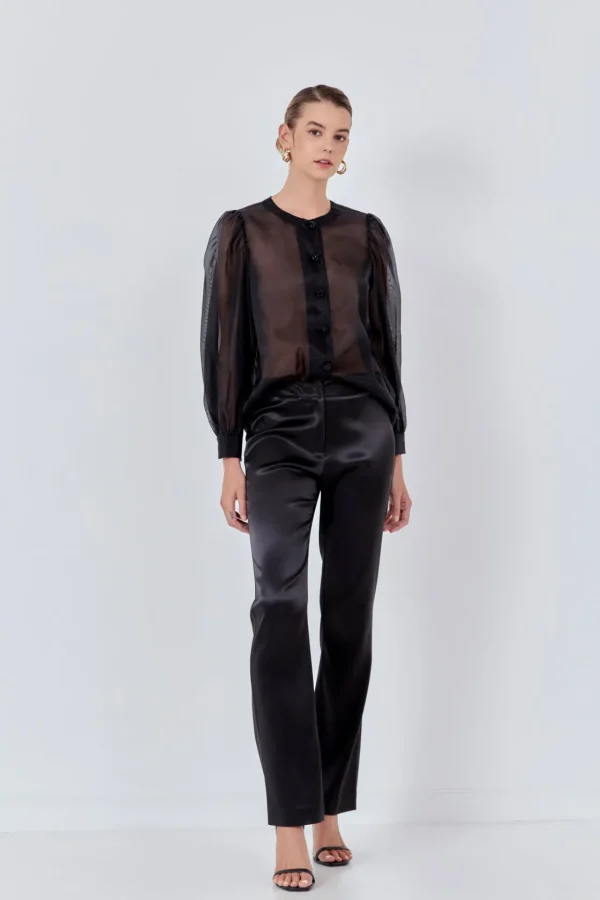 ENDLESS ROSE Tops*- Organza Jewel Top BLACK