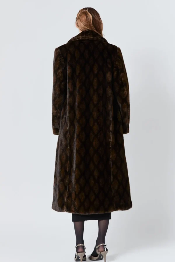 ENDLESS ROSE Tops*- Patterned Faux Fur Coat BROWN