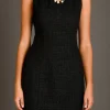 ENDLESS ROSE Tops*- Pearl Accented Cutout Mini Dress BLACK