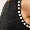 ENDLESS ROSE Tops*- Pearl Trimmed Top BLACK