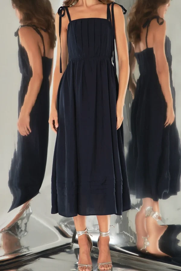 ENDLESS ROSE Tops*- Pleated Midi Dress NAVY
