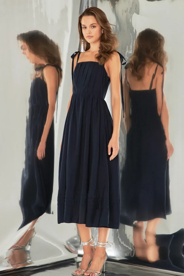 ENDLESS ROSE Tops*- Pleated Midi Dress NAVY