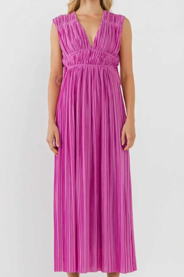 ENDLESS ROSE Tops*- Pleated Straps Detail Midi Dress