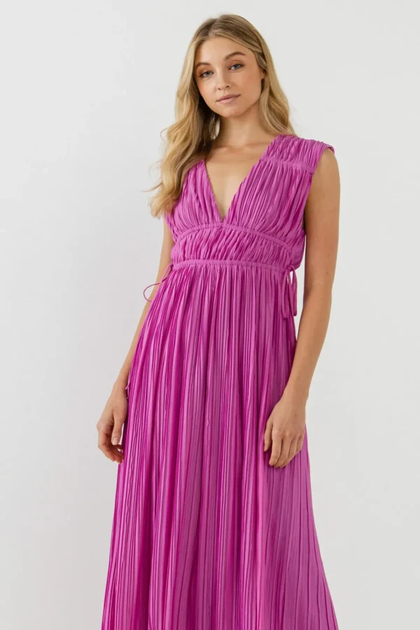 ENDLESS ROSE Tops*- Pleated Straps Detail Midi Dress