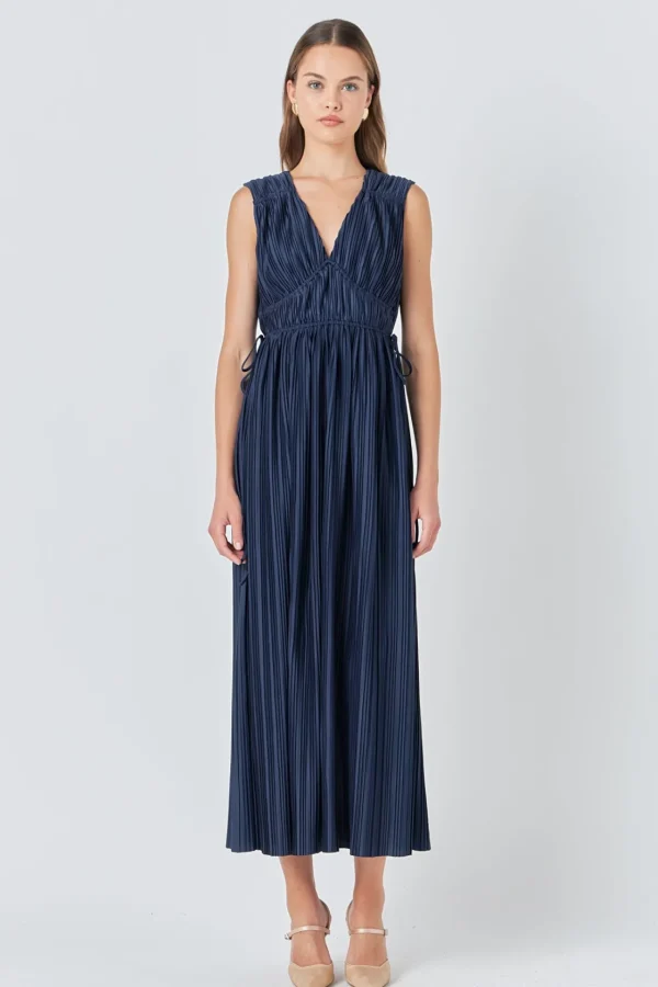 ENDLESS ROSE Tops*- Pleated Straps Detail Midi Dress