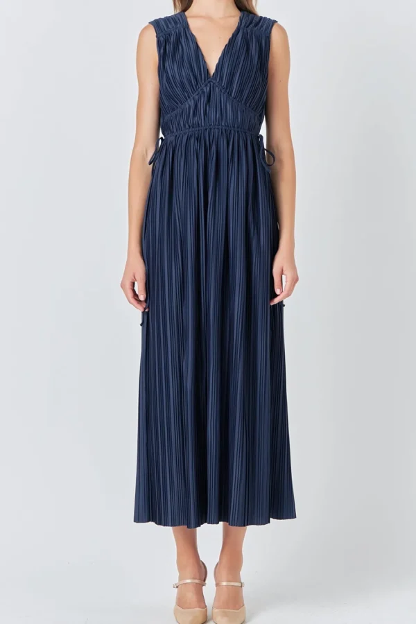 ENDLESS ROSE Tops*- Pleated Straps Detail Midi Dress
