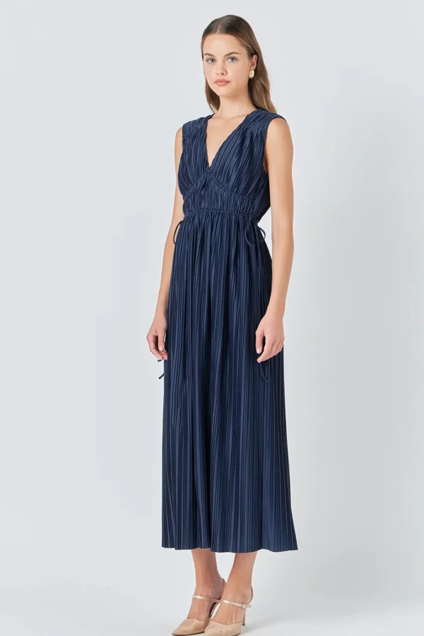 ENDLESS ROSE Tops*- Pleated Straps Detail Midi Dress