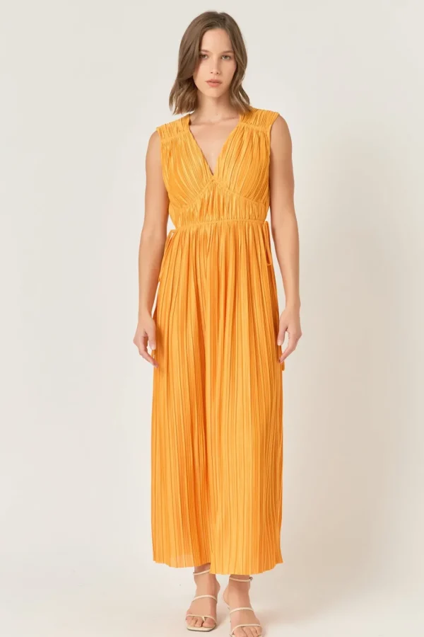 ENDLESS ROSE Tops*- Pleated Straps Detail Midi Dress