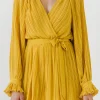 ENDLESS ROSE Tops*- Pleated Surplice Romper YELLOW