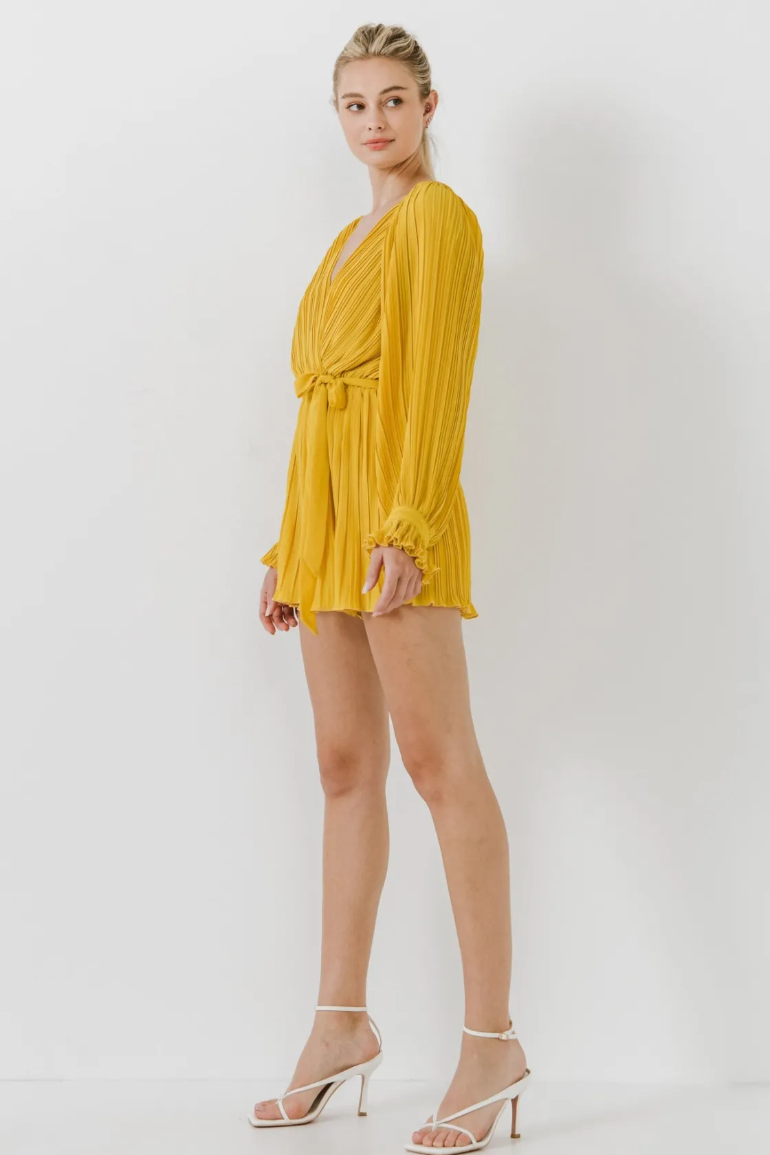 endless_rose__pleated_sur_1-1.webp ENDLESS ROSE Tops*- Pleated Surplice Romper YELLOW